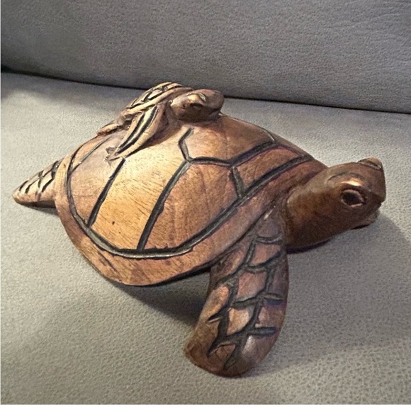 Vintage | Accents | Solid Wood Carved Turtle Large 95inch Handmade ...